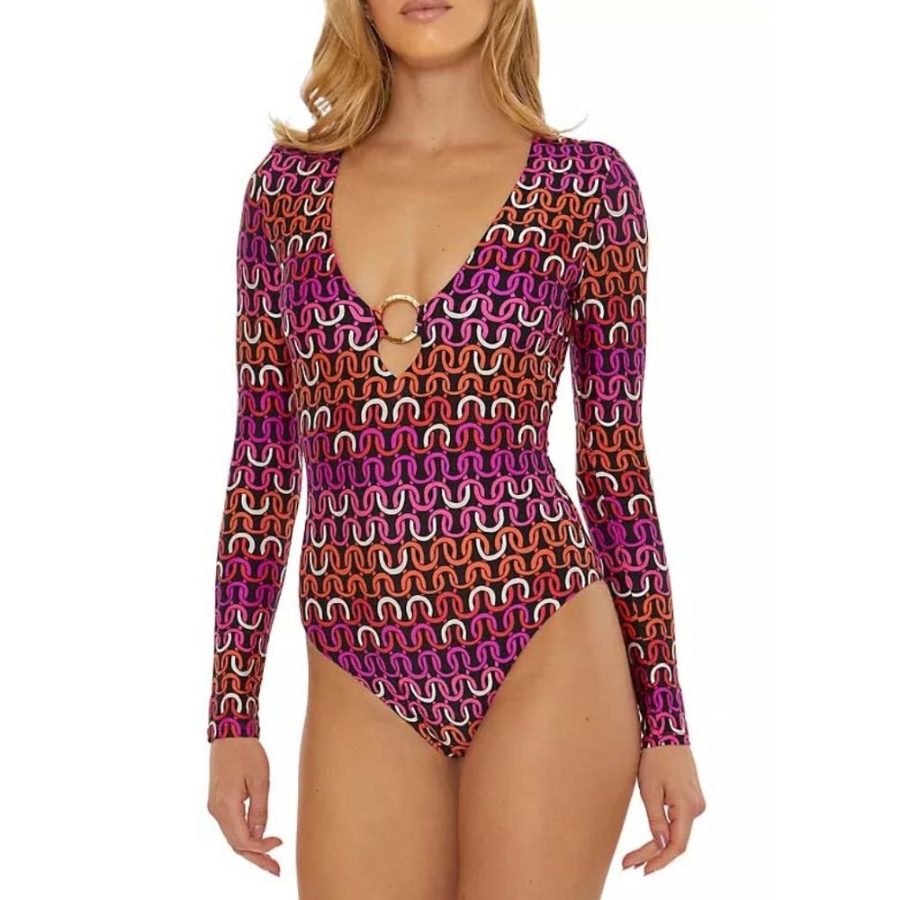 Nwt Trina Turk Women's Echo Paddlesuit One Piece Swimsuit Xl